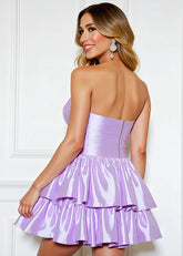 Heulwen | Find Your Dream Light Purple Homecoming Dress Strapless Corset Ruffles - Light Purple - PromDressClub